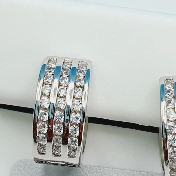 "925 Sterling Silver Cubic Zirconia Earrings, UU1P6A6158 - Picture 5 of 11